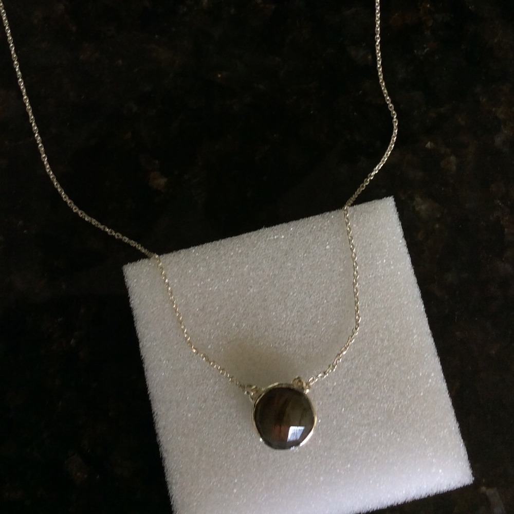Stella and Dot Silver and Blackish Stone Necklace